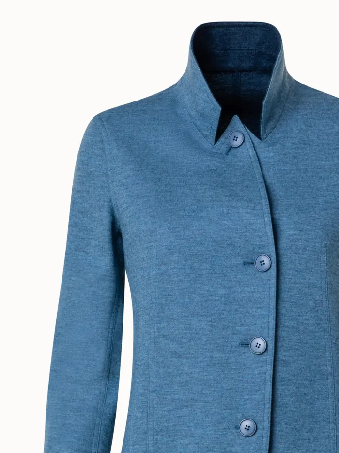 Cashmere Jersey Long Jacket Light Denim Women Akris Jackets