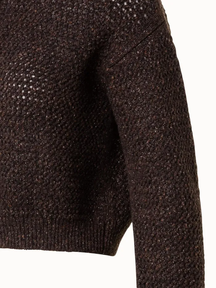 Cashmere Lurex Crochet Knit Cardigan Mocca Women Akris Knitwear