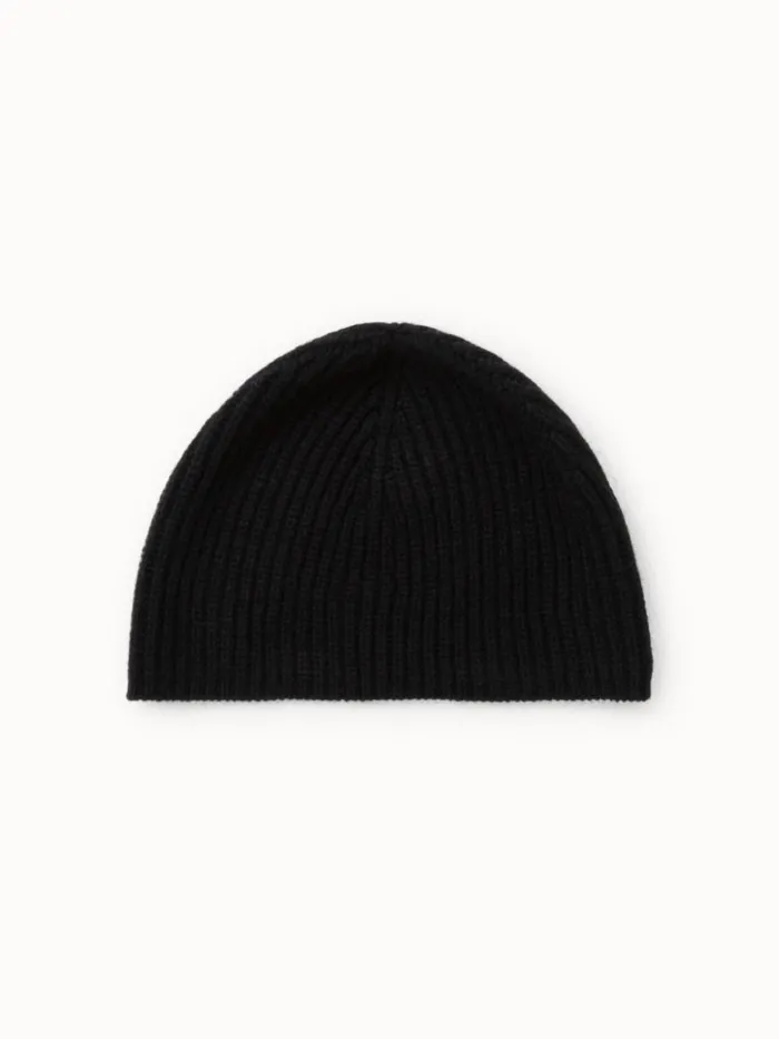 Cashmere Rib Knit Beanie Black Women Akris Knitwear