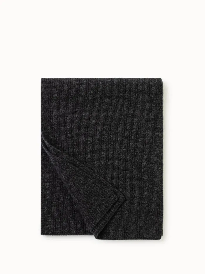 Cashmere Rib Knit Scarf Charcoal Women Akris Knitwear