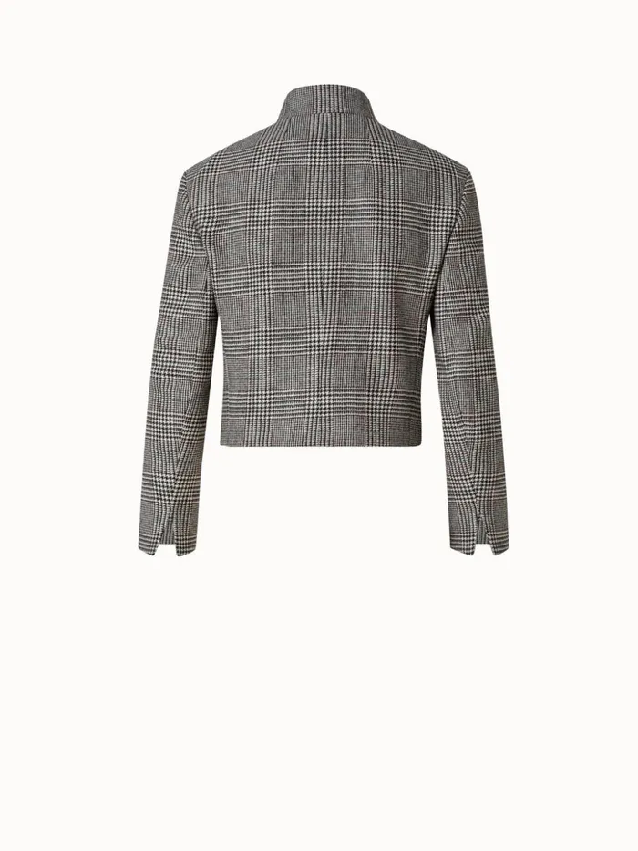 Cashmere Short Jacket With Prince Of Wales Check Greigeblack Women Akris Jackets