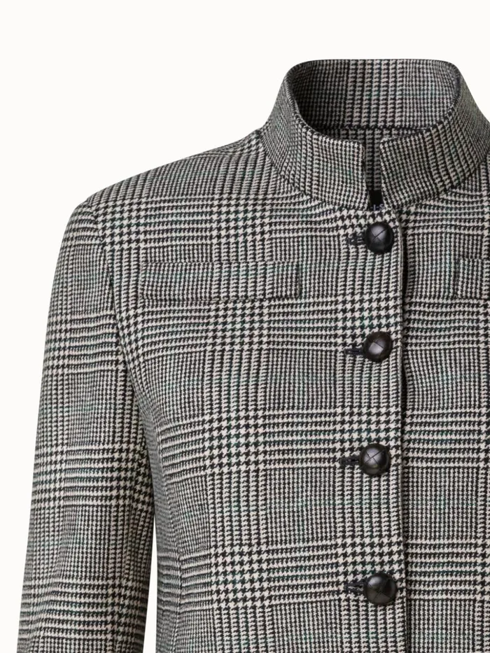 Cashmere Short Jacket With Prince Of Wales Check Greigeblack Women Akris Jackets