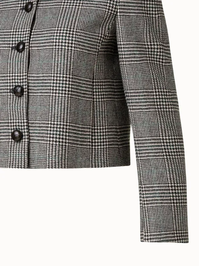 Cashmere Short Jacket With Prince Of Wales Check Greigeblack Women Akris Jackets
