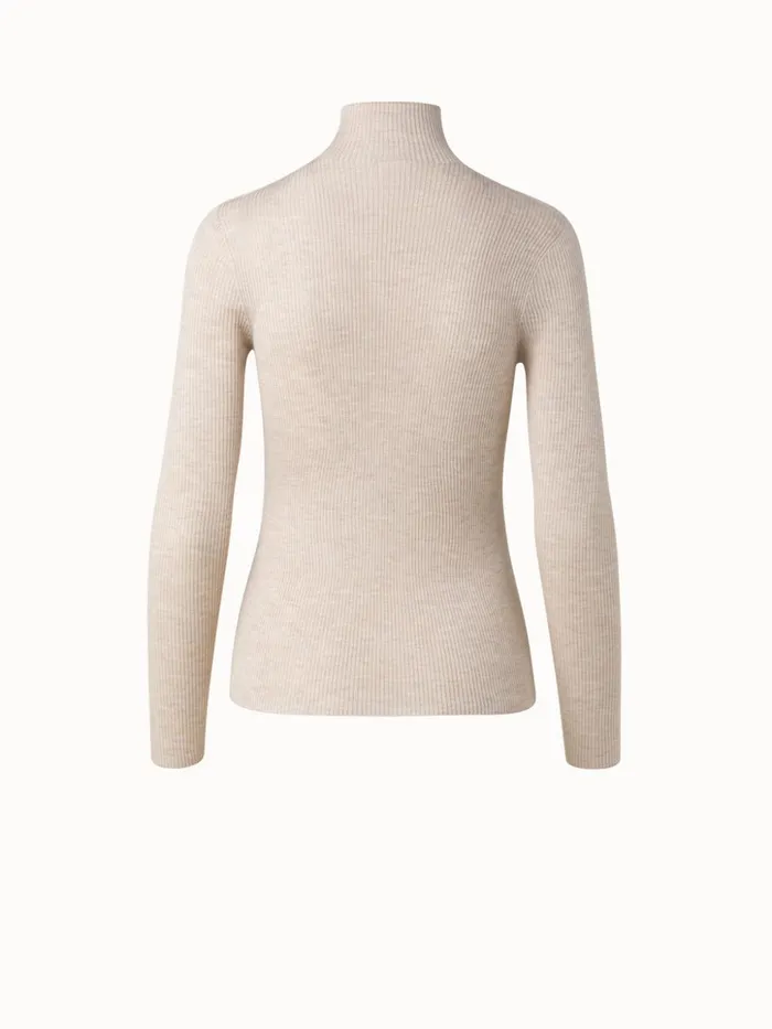 Cashmere Silk Fine Rib Mockneck Bl Women Akris Cashmere