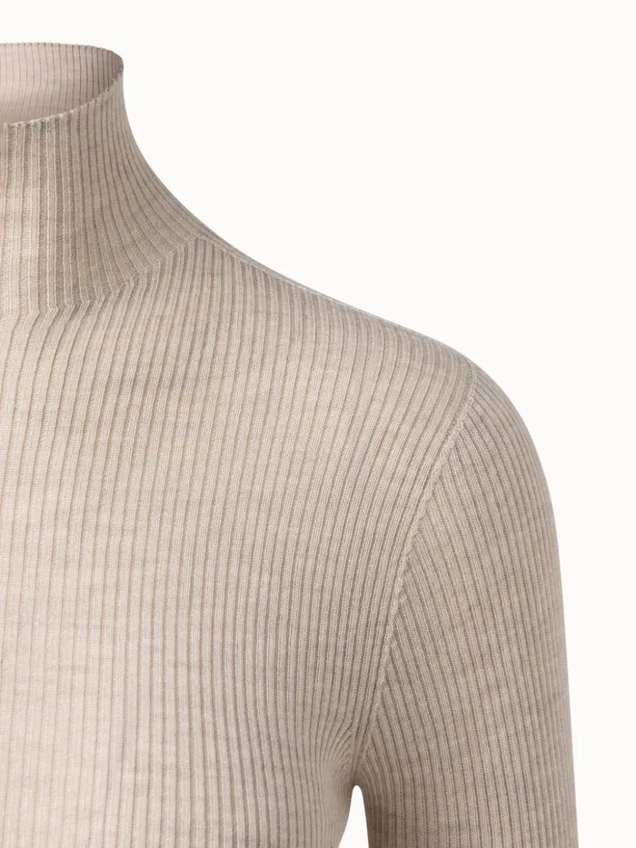 Cashmere Silk Fine Rib Mockneck Bl Women Akris Cashmere