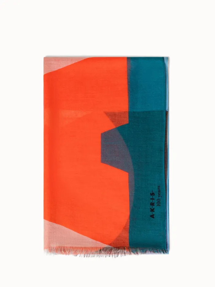 Cashmere Silk Scarf With Composed Letters Print Multicolor Women Akris Cashmere