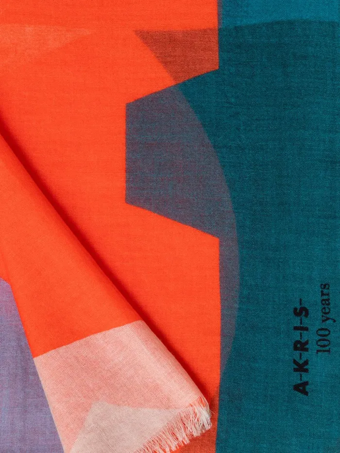 Cashmere Silk Scarf With Composed Letters Print Multicolor Women Akris Cashmere