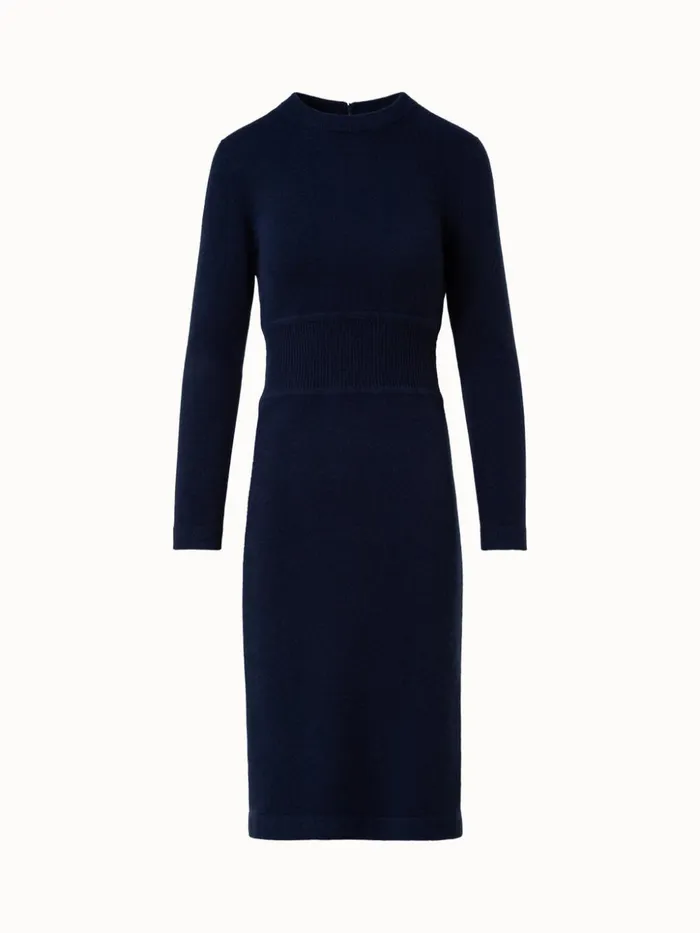 Cashmere Stretch Knit Dress Navy Women Akris Knitwear