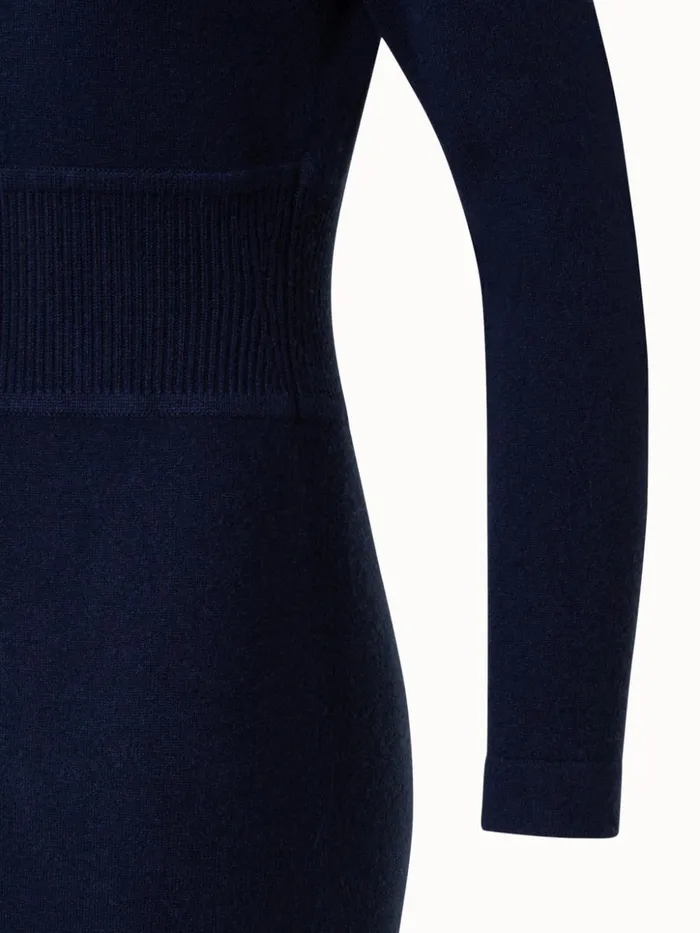 Cashmere Stretch Knit Dress Navy Women Akris Knitwear