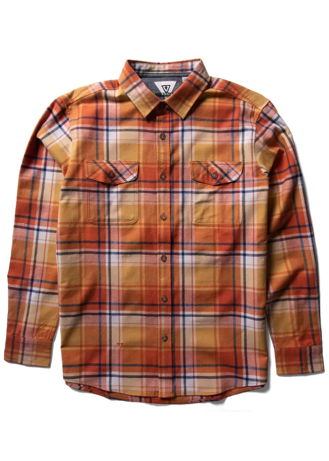 Central Coast Ls Flannel Gold Coral Shirts and Flannels Vissla Men