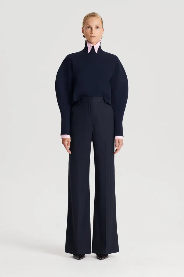 CHALK STRIPE TAILORED TROUSER NAVY Trousers Scanlan Theodore Women