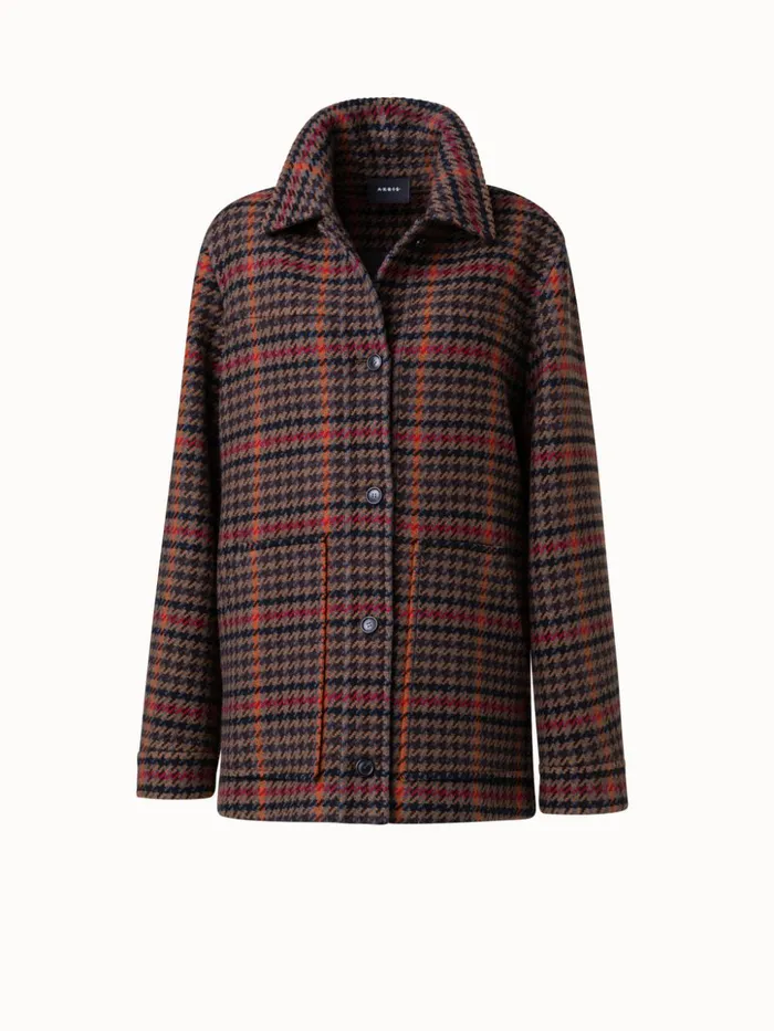 Checked Wool Shirt Jacket Vicunamulticolor Women Akris Jackets