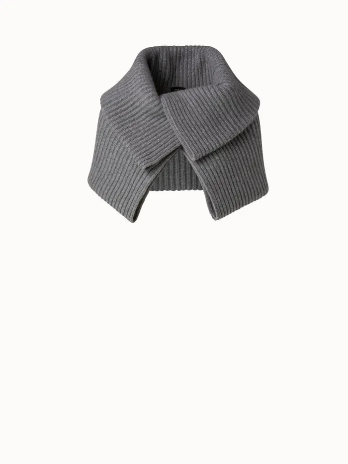 Chunky Cashmere Knit Scarf Smoke Women Akris Knitwear