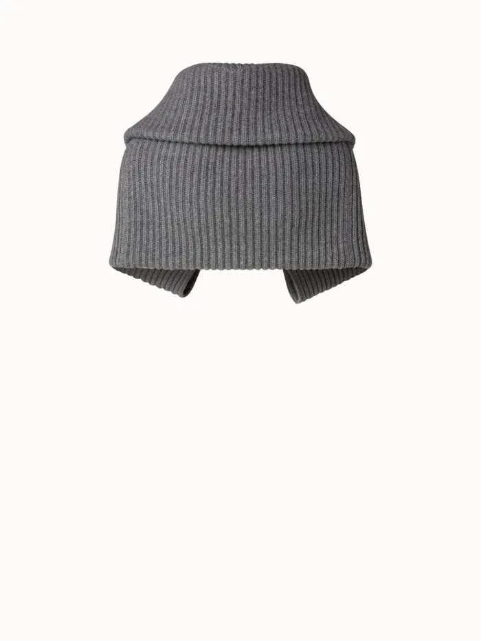 Chunky Cashmere Knit Scarf Smoke Women Akris Knitwear