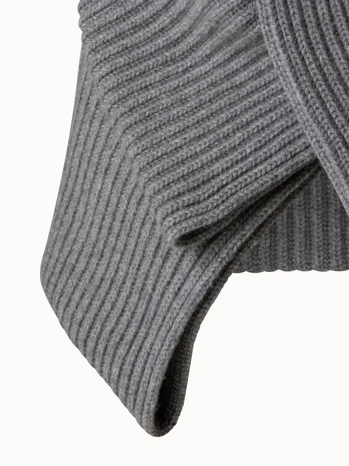 Chunky Cashmere Knit Scarf Smoke Women Akris Knitwear