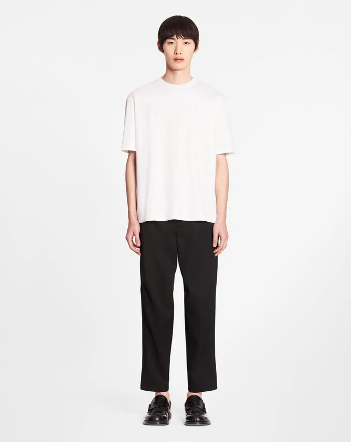 Classic Lanvin Paris Embroidered Tshirt Optical White Men Lanvin Tshirts and Polos