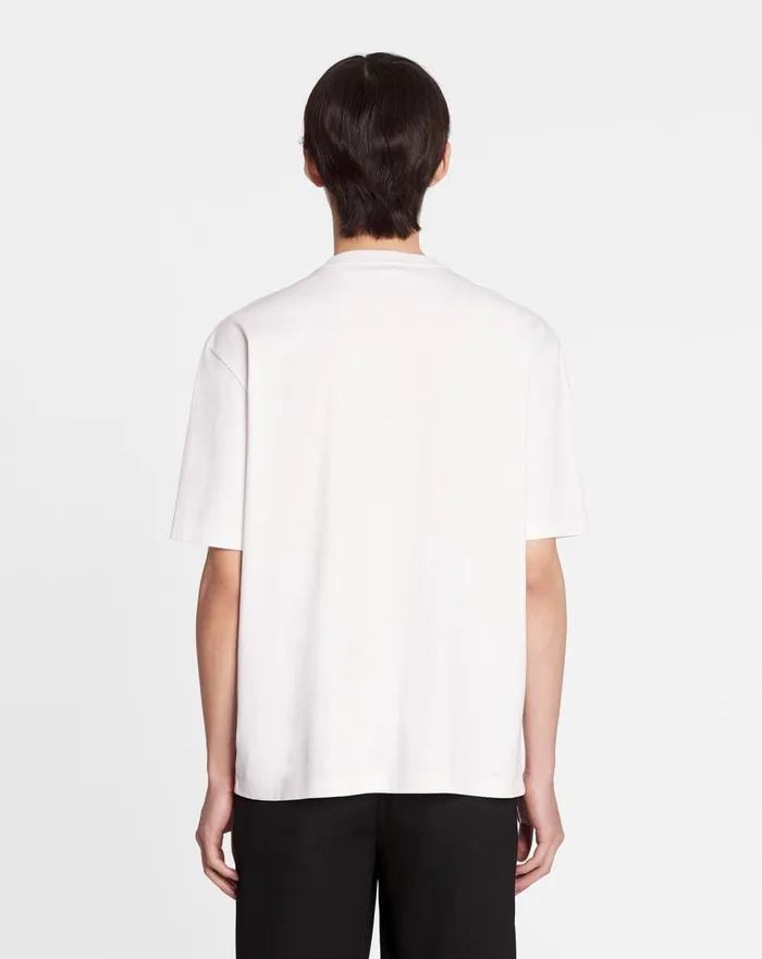 Classic Lanvin Paris Embroidered Tshirt Optical White Men Lanvin Tshirts and Polos