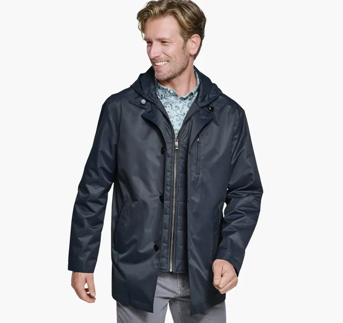 Coats Jackets and Vests Upton WaterResistant Raincoat Navy Johnston and Murphy Men
