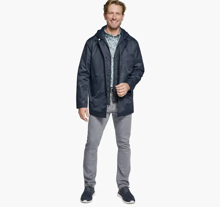 Coats Jackets and Vests Upton WaterResistant Raincoat Navy Johnston and Murphy Men