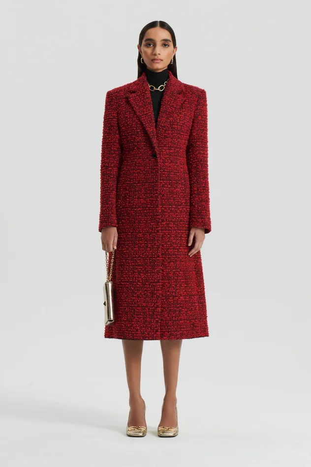 Coats Women Scanlan Theodore BOUCLE COAT RED