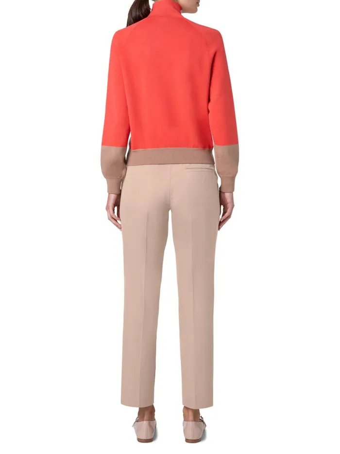 Color Block Wool Silk Stretch Cardigan Poppylotuschai Women Akris Knitwear