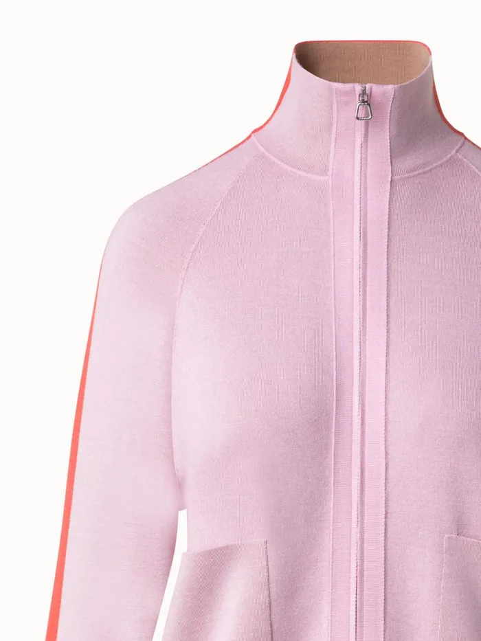 Color Block Wool Silk Stretch Cardigan Poppylotuschai Women Akris Knitwear