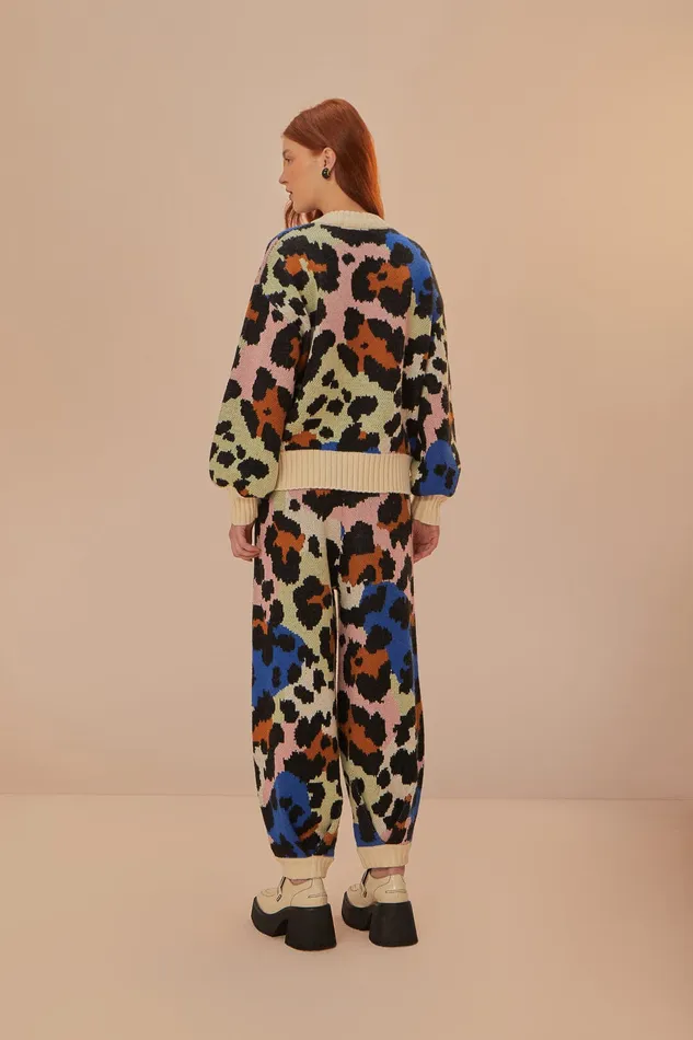 Colorful Leopards Knit Pants Women Farm Rio Pants