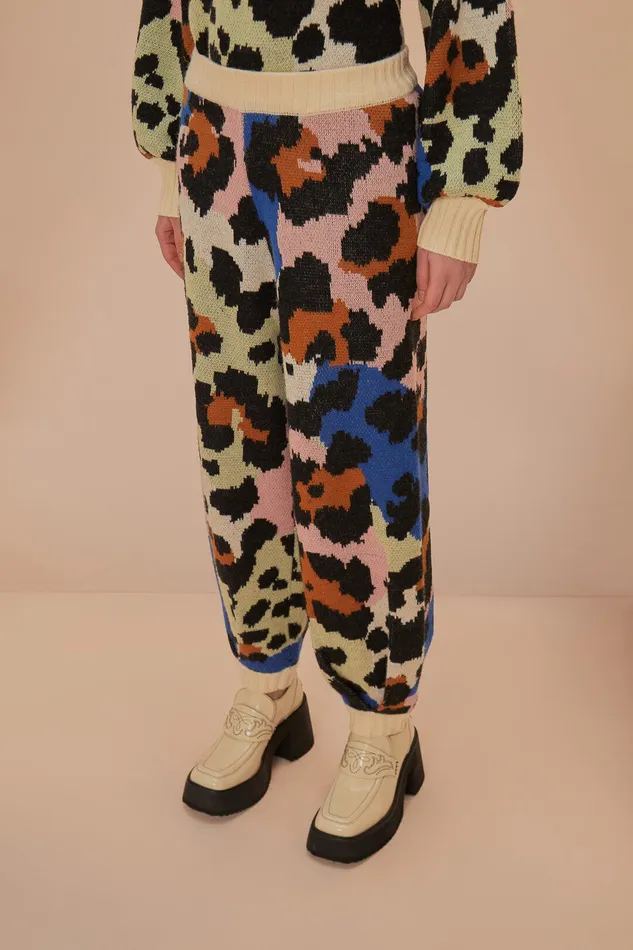 Colorful Leopards Knit Pants Women Farm Rio Pants
