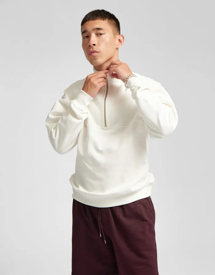 Colorfulstandard Quarter Zips Men Organic Quarter Zip 8211 Limestone Grey