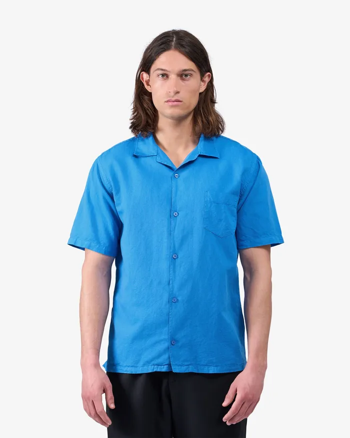 Colorfulstandard Shirts Men Linen Short Sleeved Shirt 8211 Storm Grey