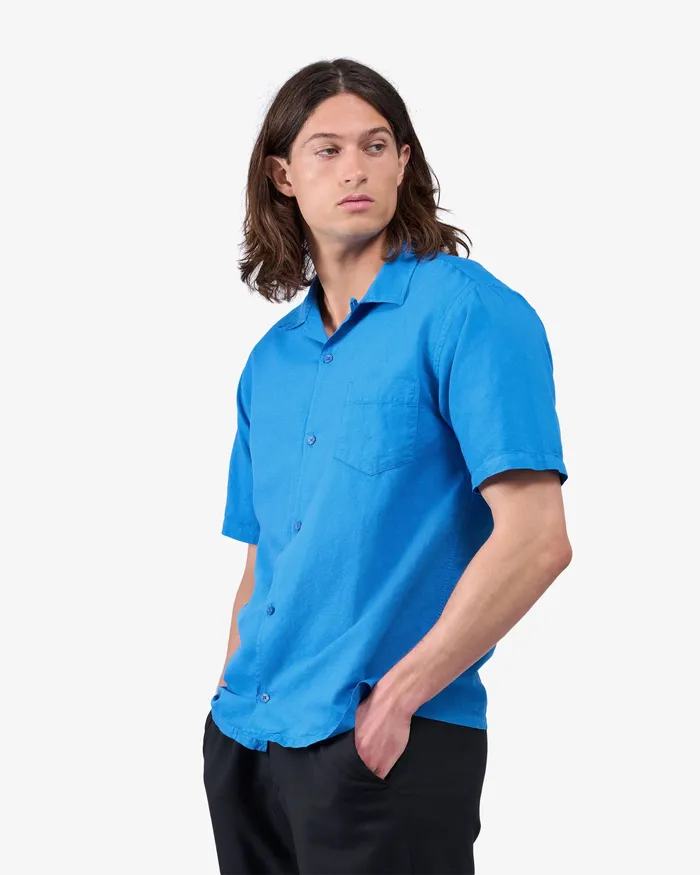 Colorfulstandard Shirts Men Linen Short Sleeved Shirt 8211 Storm Grey