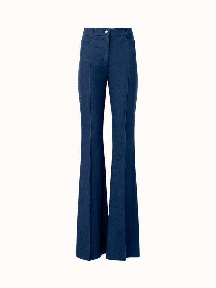 Cotton Denim Stretch Bootcut Pant Navy Women Akris Pants