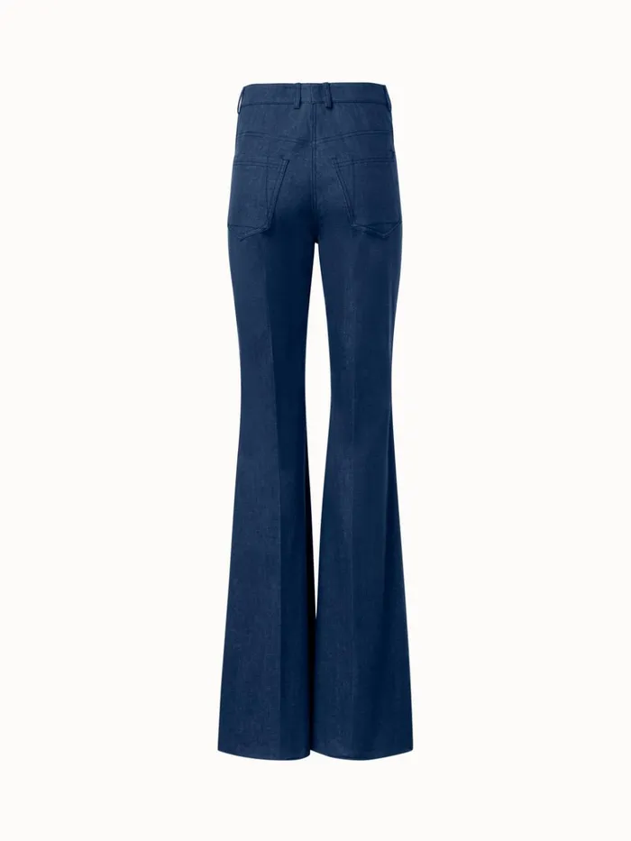 Cotton Denim Stretch Bootcut Pant Navy Women Akris Pants