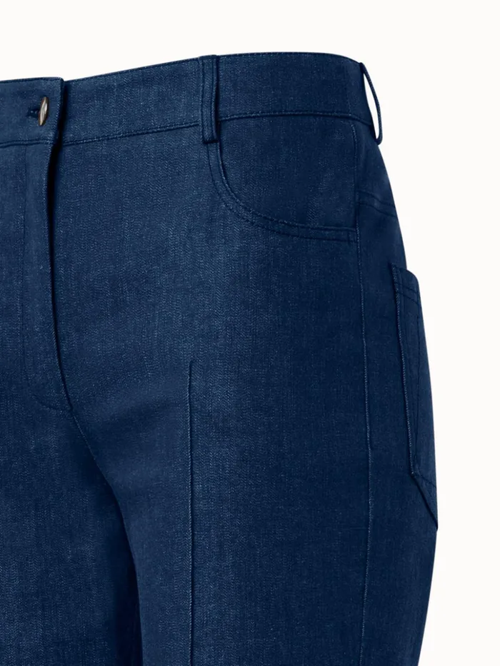 Cotton Denim Stretch Bootcut Pant Navy Women Akris Pants