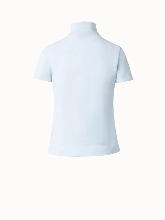 Cotton Piqu Polo Shirt Bleached Denim Women Akris Knitwear