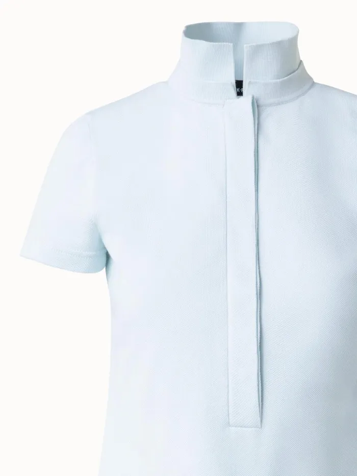 Cotton Piqu Polo Shirt Bleached Denim Women Akris Knitwear