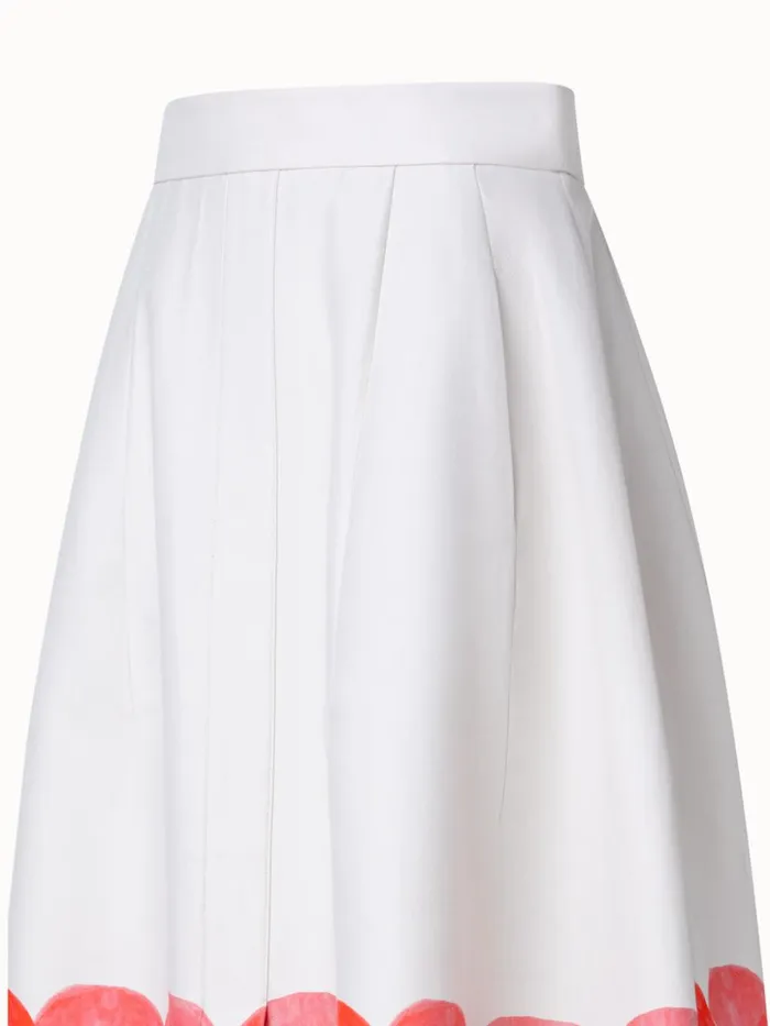 Cotton Silk DoubleFace Aline Skirt With Poppy Print Poppygreige Women Akris Skirts