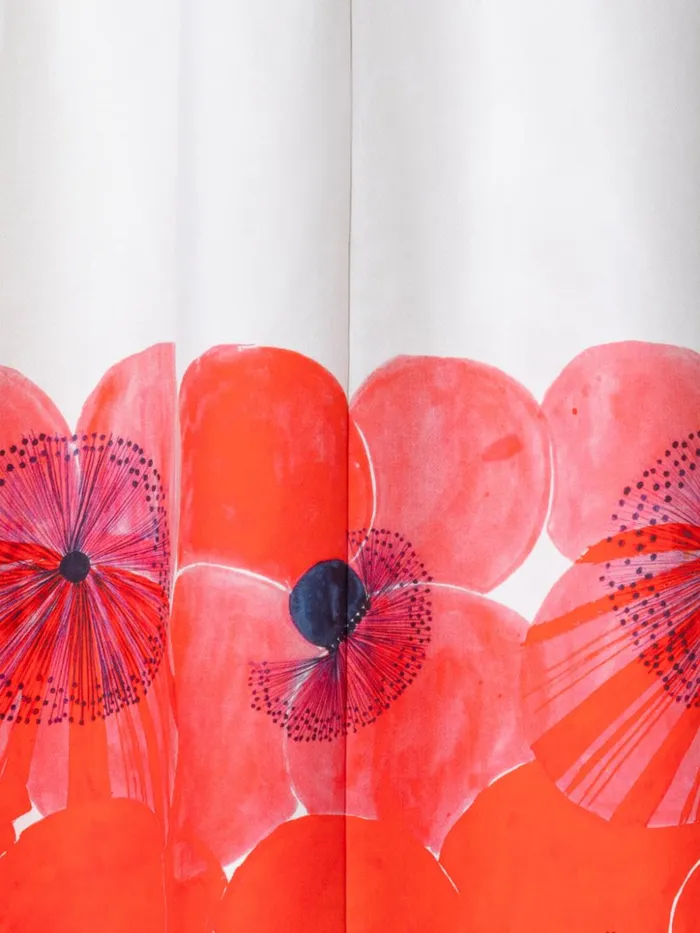 Cotton Silk DoubleFace Aline Skirt With Poppy Print Poppygreige Women Akris Skirts