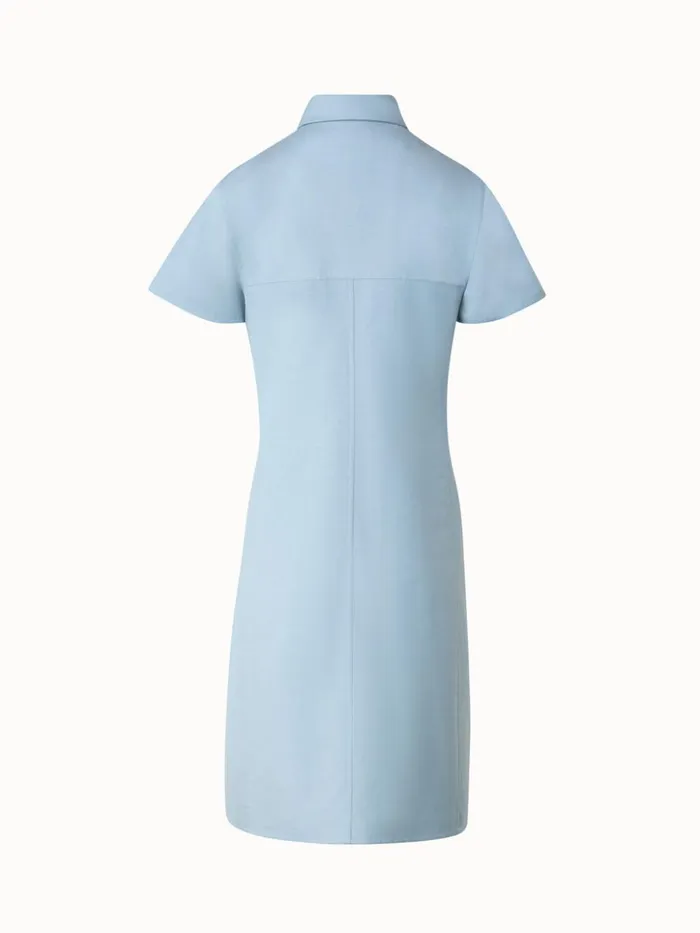 Cotton Silk DoubleFace Polo Shirt Dress Bleached Denim Women Akris Dresses