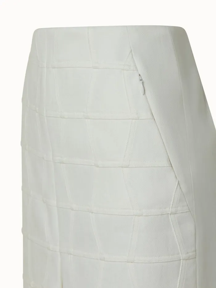 Cotton Stretch Denim Pencil Skirt With Mirrored Trapezoid Front Ecru Women Akris Skirts