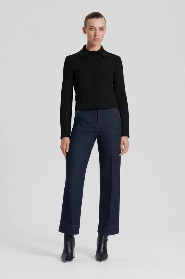 CREPE KNIT BUTTON JACKET BLACK Jackets Scanlan Theodore Women