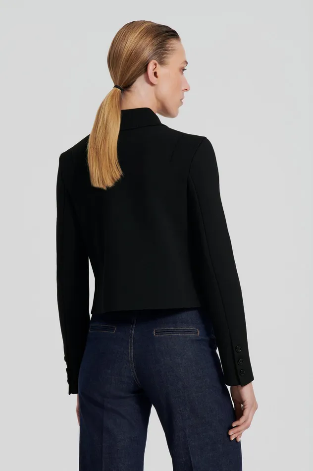 CREPE KNIT BUTTON JACKET BLACK Jackets Scanlan Theodore Women CREPE KNIT BUTTON JACKET BLACK Jackets Scanlan Theodore Women