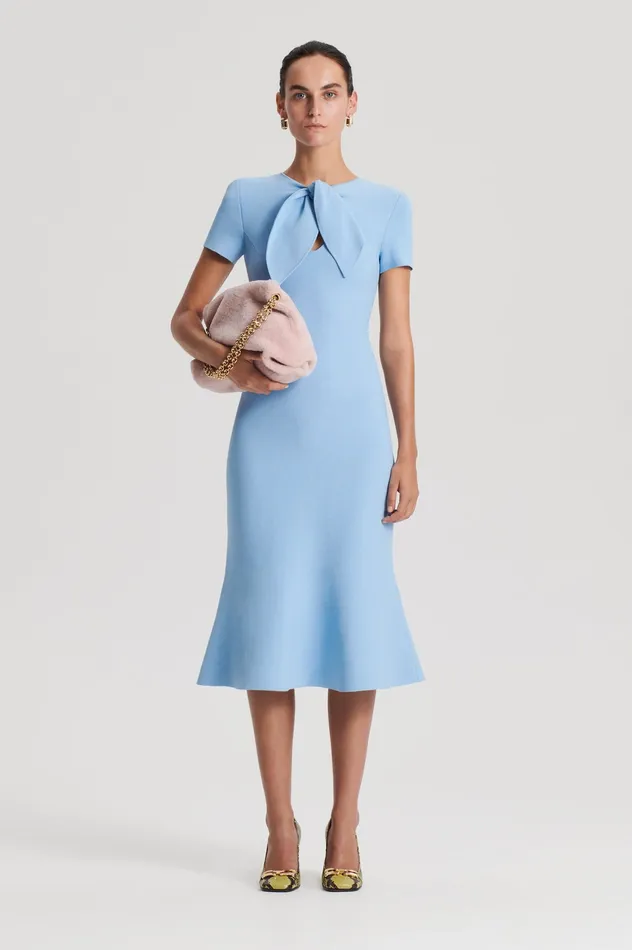 CREPE KNIT CRAVAT DRESS RIVIERA Women Dresses Scanlan Theodore