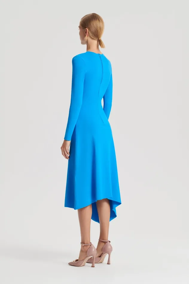 CREPE KNIT DRAPE GATHER DRESS SAPPHIRE Dresses Scanlan Theodore Women