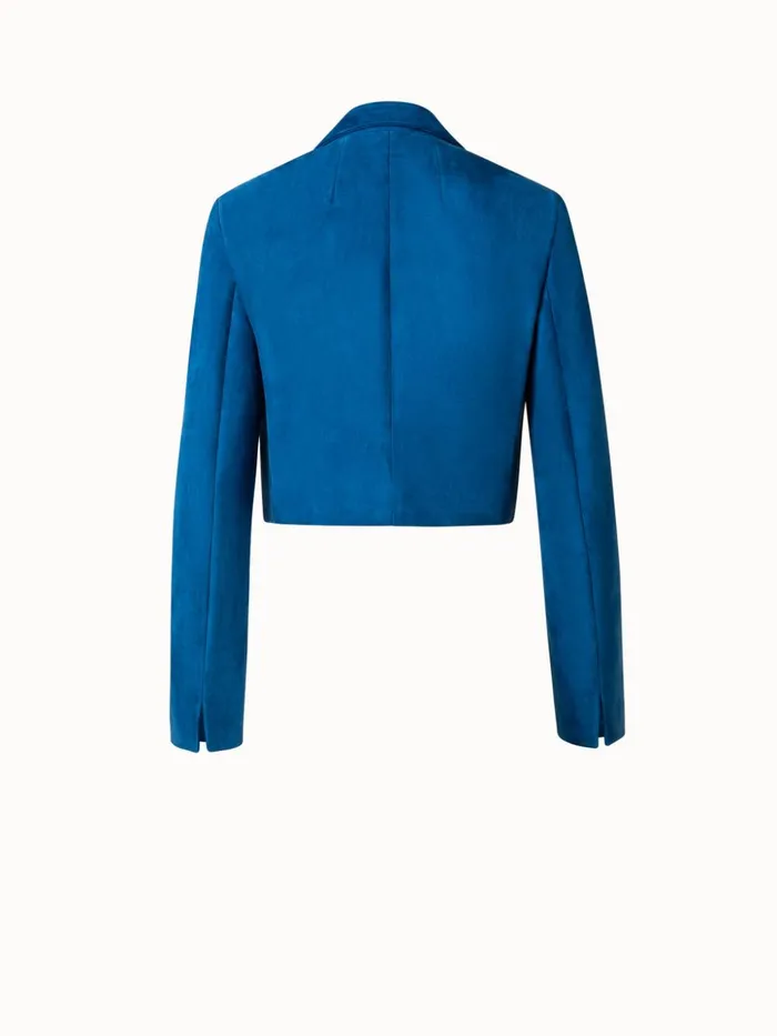 Cropped Suede Leather Jacket With Lapel Medium Denim Women Akris Jackets