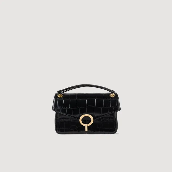 Crossbody Bags Women SANDRO Mock Croc Leather Yza Bag Black