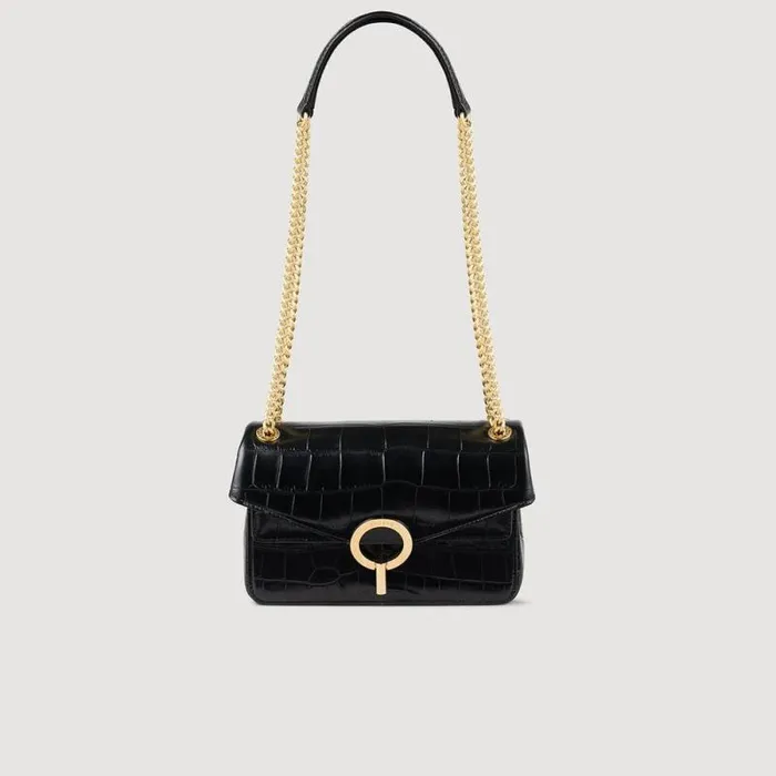 Crossbody Bags Women SANDRO Mock Croc Leather Yza Bag Black