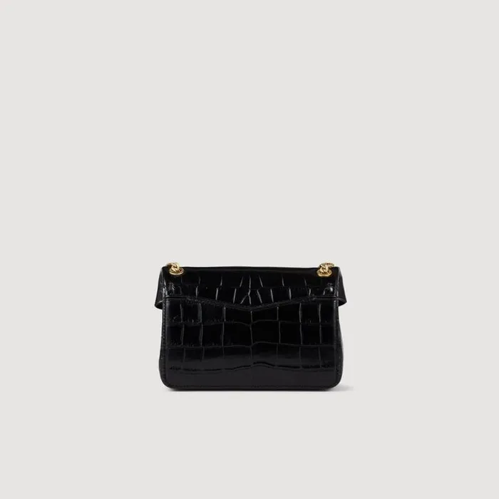 Crossbody Bags Women SANDRO Mock Croc Leather Yza Bag Black