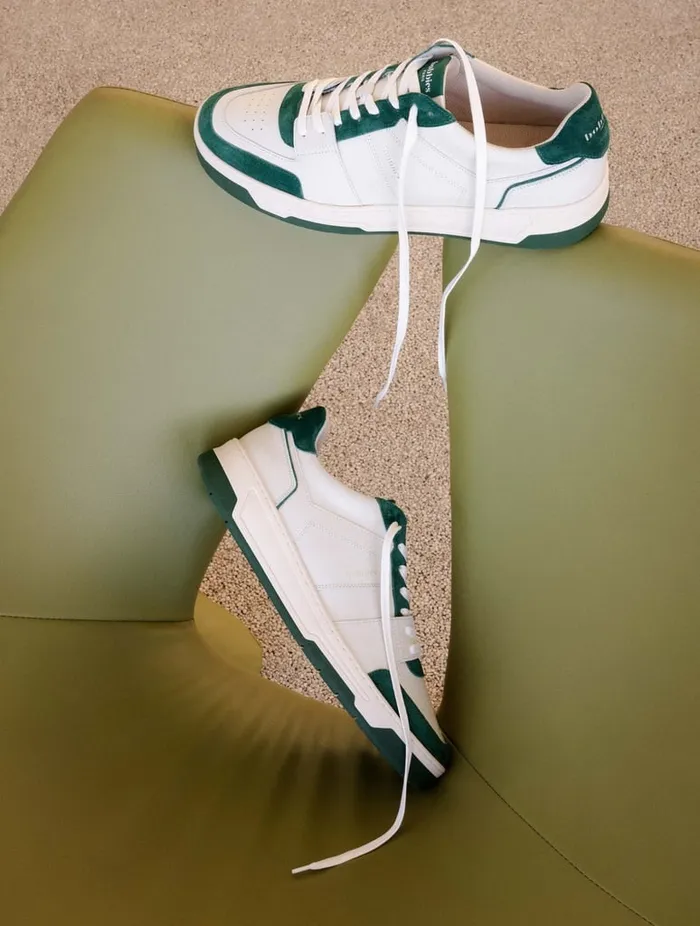 Cyrus Off White and Imperial Green Men Bobbies Sneakers