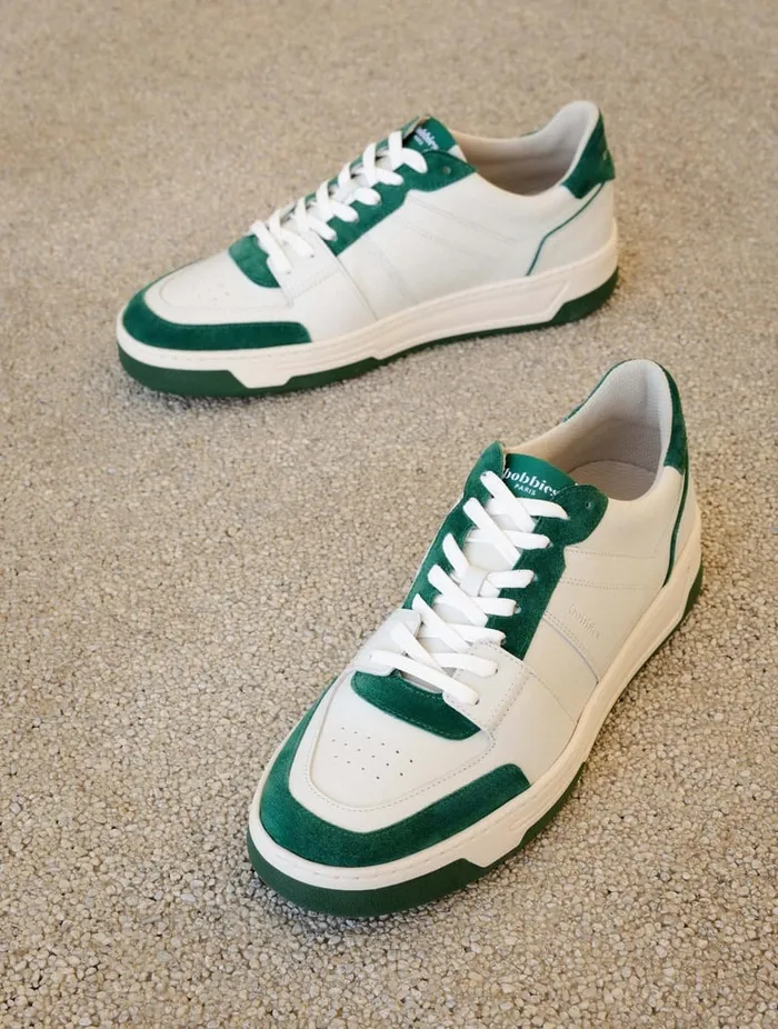 Cyrus Off White and Imperial Green Men Bobbies Sneakers